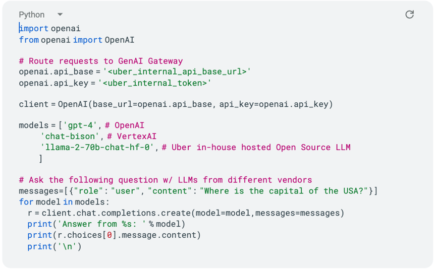 uber AI gateway python code
